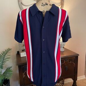 Paul Jones Men’s Contrast Color Cardigan Short Sleeve Lapel Button Up Shirt